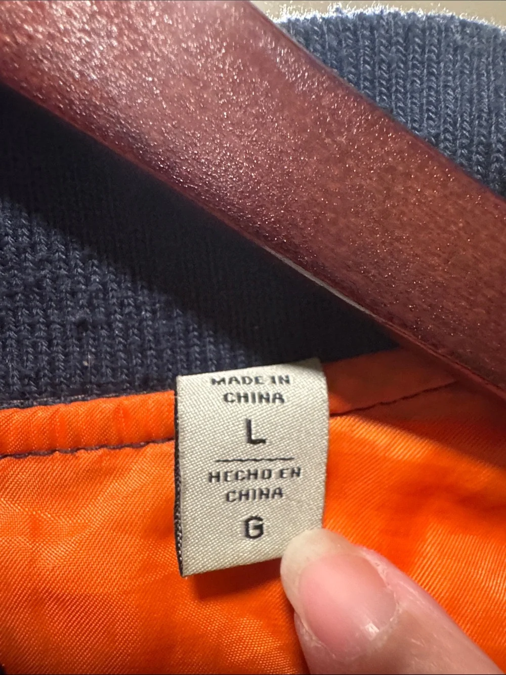 Levi's Navy Quilted Bomber Jacket with Orange Interior
